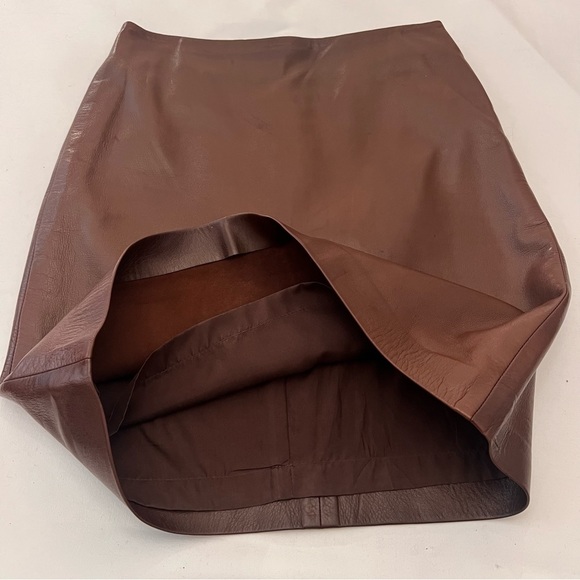Ralph Lauren PURPLE LABEL Brown Leather Skirt 6 - Picture 4 of 14
